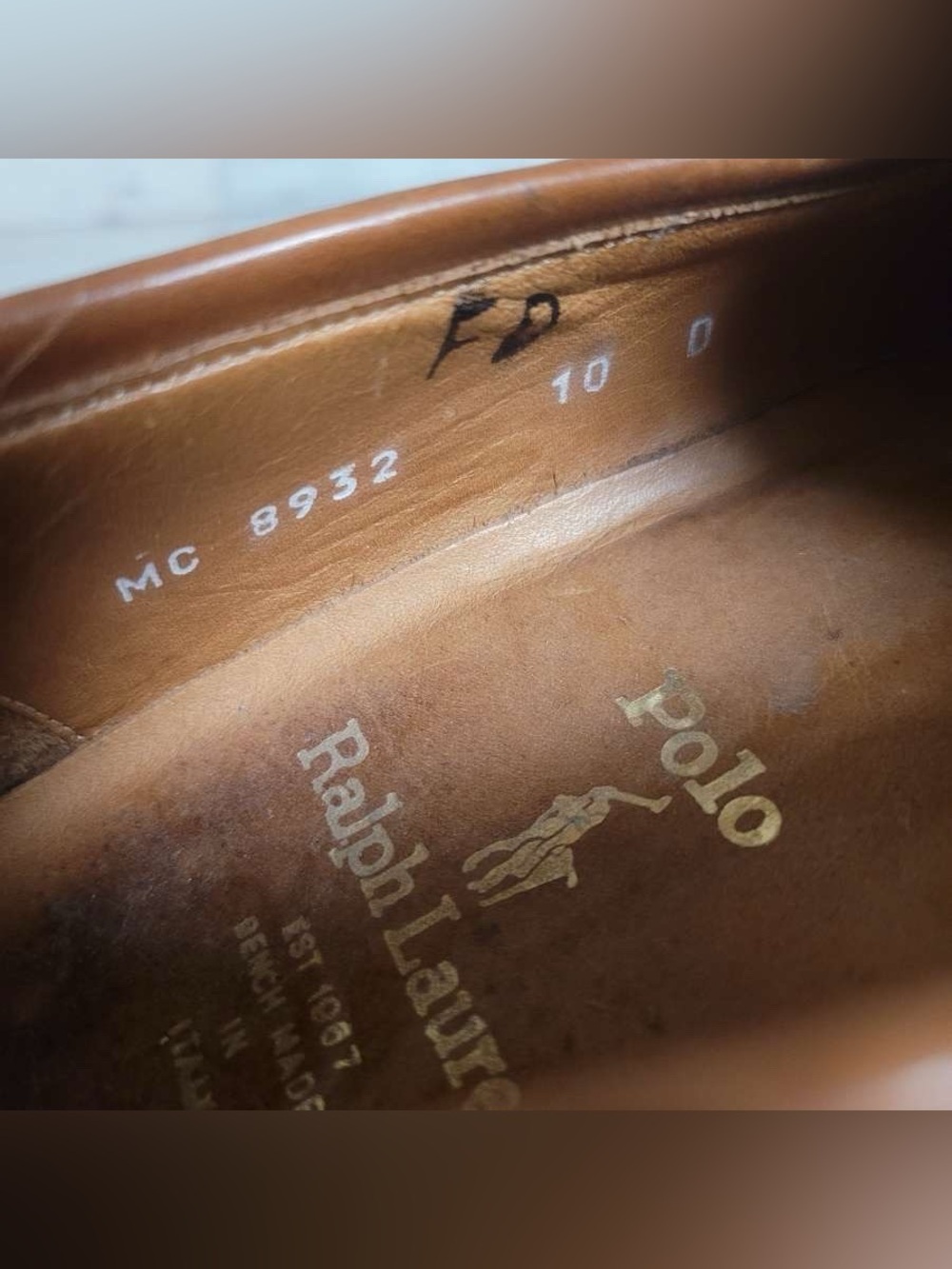 Men’s Polo Ralph Lauren Cognac Brown Leather Penny Loafers Shoes Size 10 - Picture 9 of 9